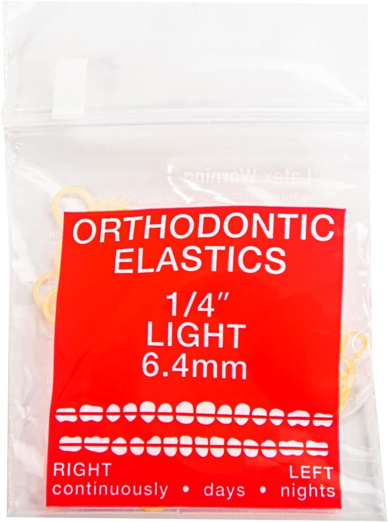 JMU Orthodontic Elastics 1/4 Light 100 Pack Intraoral Elastic Bands Latex Dental Rubber Bands Made in USA - Image 1